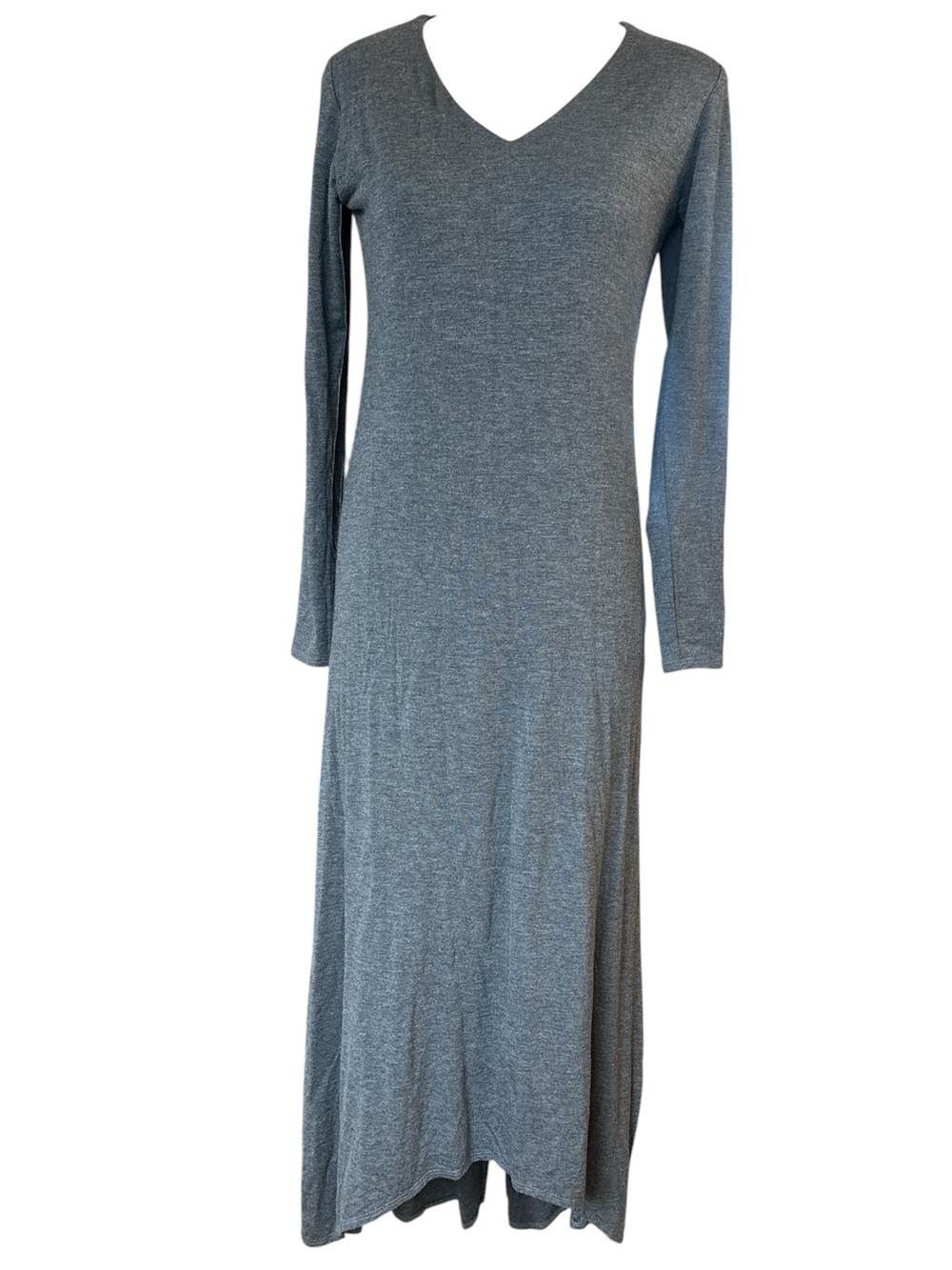 Elan NWT Gray High Low Stretch V-Neck Long Sleeve Maxi Dress M